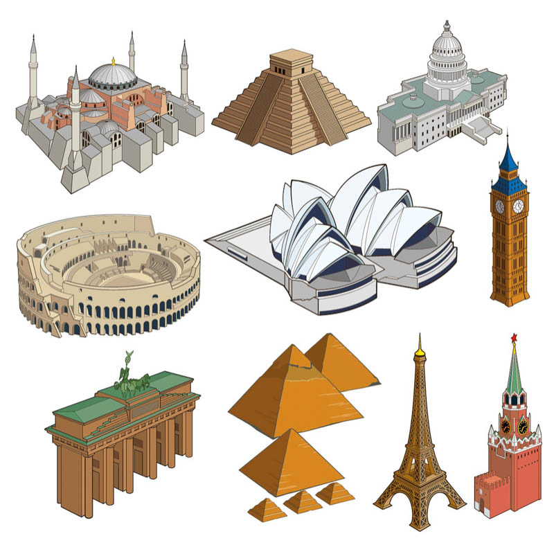 World landmarks vector.