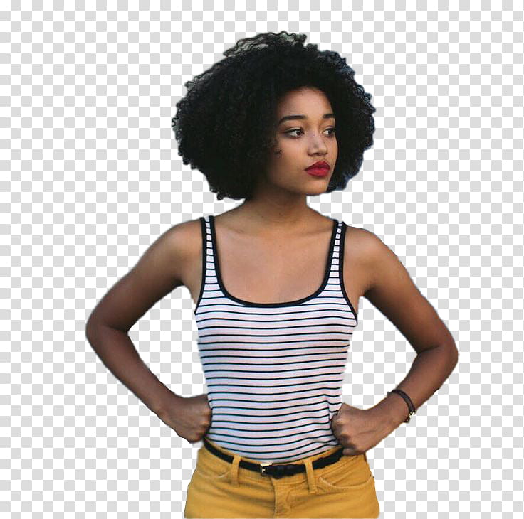 AMANDLA STENBERG, woman with hands akimbo looking on left.