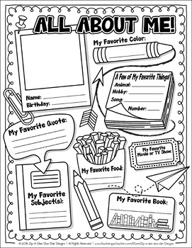 FREE All About Me Activity Worksheet Template {Zip.