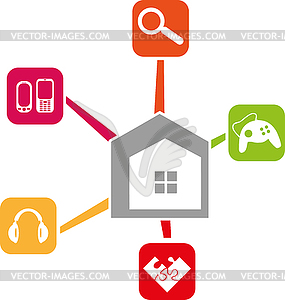 Home and Apps, Multimedia, Internet, Logo, Icon.