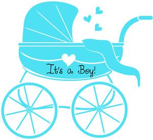 Baby Boy Clipart Image: Baby Shower Graphic of Stroller or.