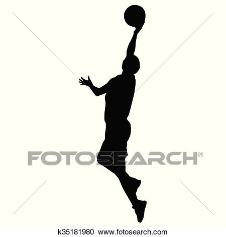 Shooting basketball player, vector silhouette Clipart.