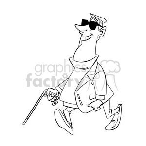 black and white image of blind person persona ciega negro clipart.  Royalty.