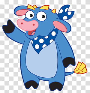 Dora The Explorer, blue cow cartoon character illustration.