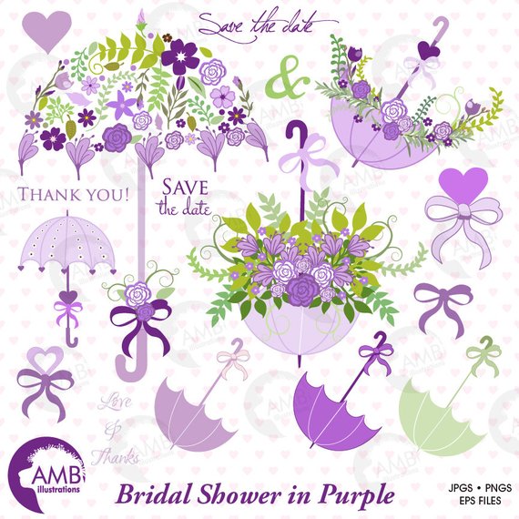 Bridal Shower clipart, Wedding clipart, Lavender Floral.