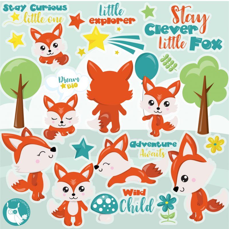 Woodland fox clipart.