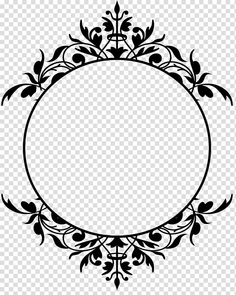 Black floral art, Line art Frames, french border transparent.