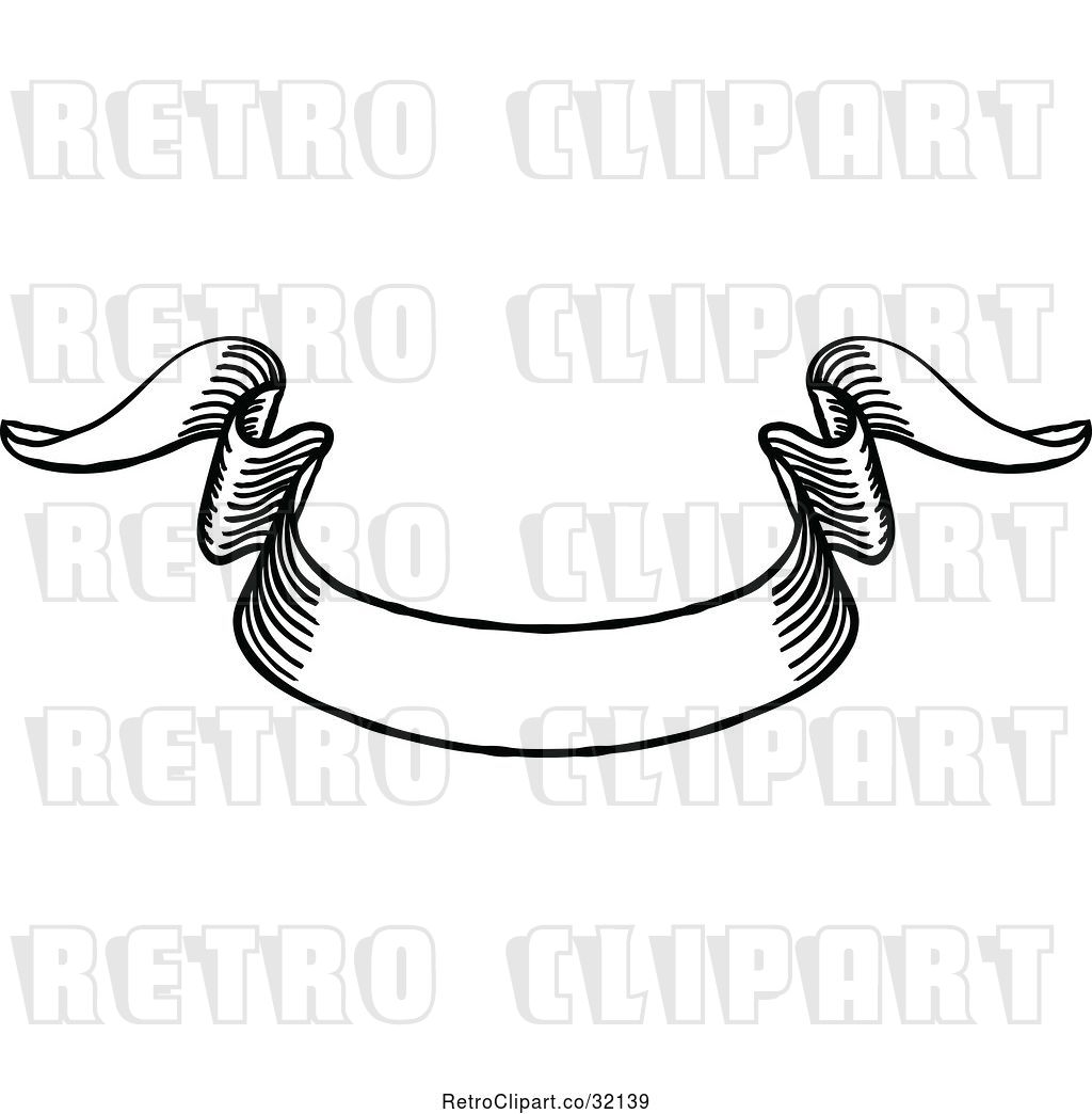 Vector Clip Art of Retro Sketched or Etched Styled Scroll.