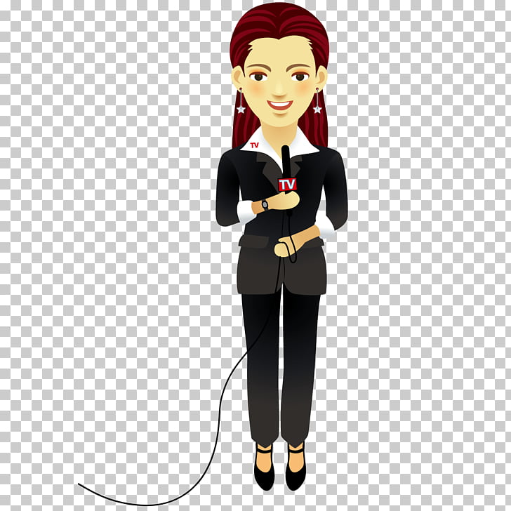 Journalist Euclidean Illustration, Radio female anchor PNG.