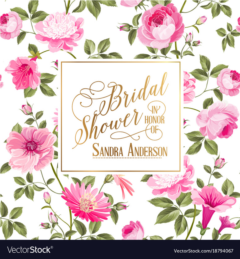 Bridal shower invitation with flowers.