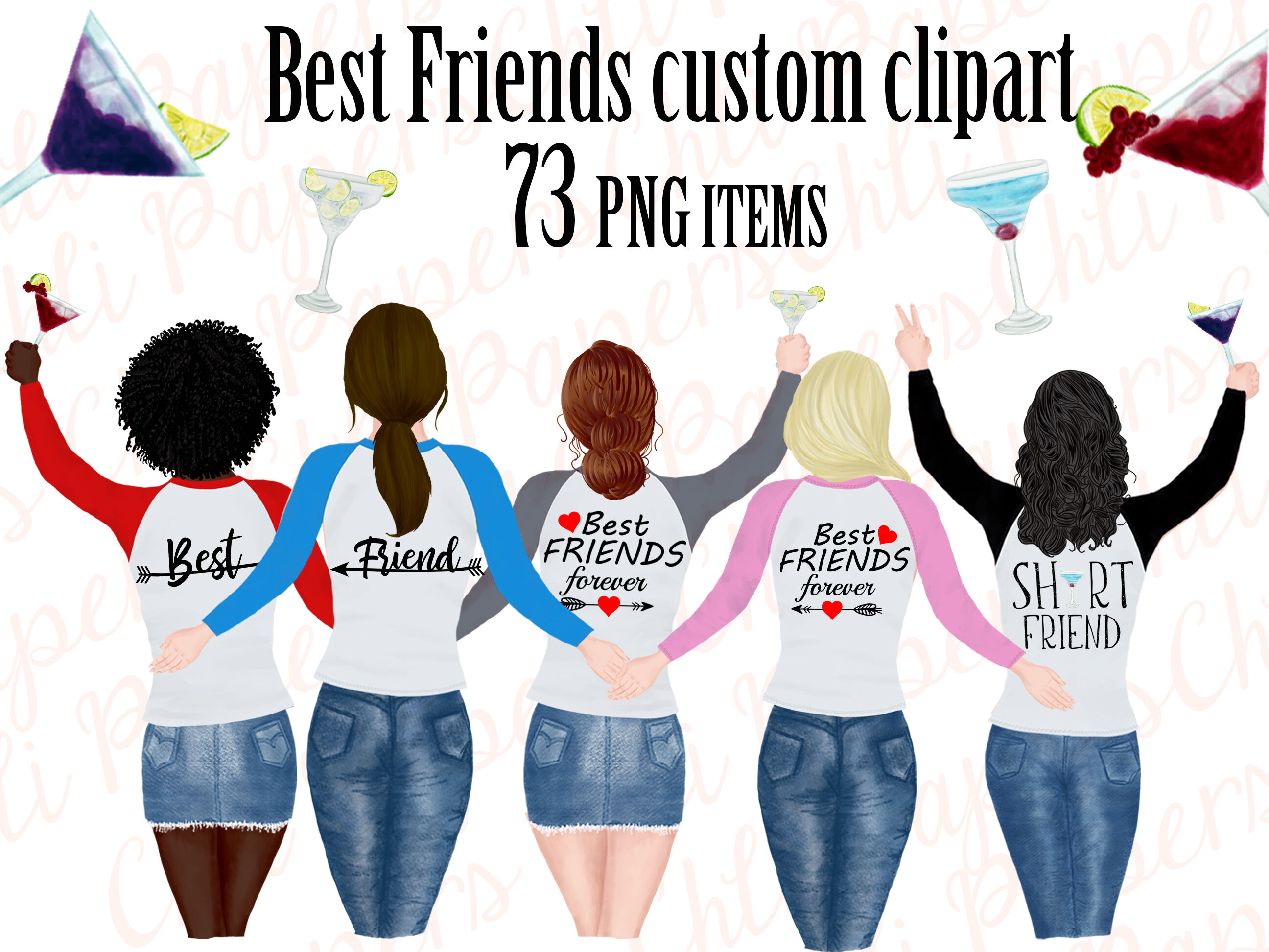 Best friend clipart,Portret creator,Bachelorette party girls.