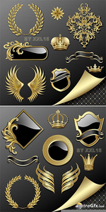 Vector Armorial Gold Heraldry Clipart Premium Gold.