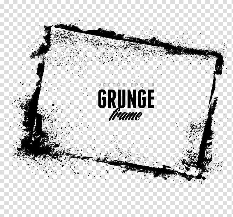 Grunge frame text, Korean splash ink HD material transparent.