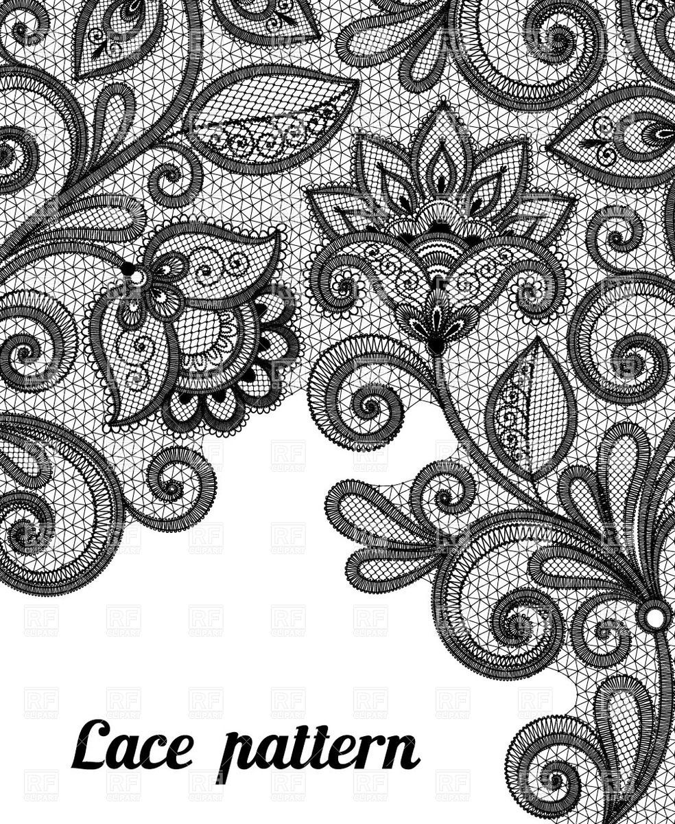 Floral black lace pattern Stock Vector Image.