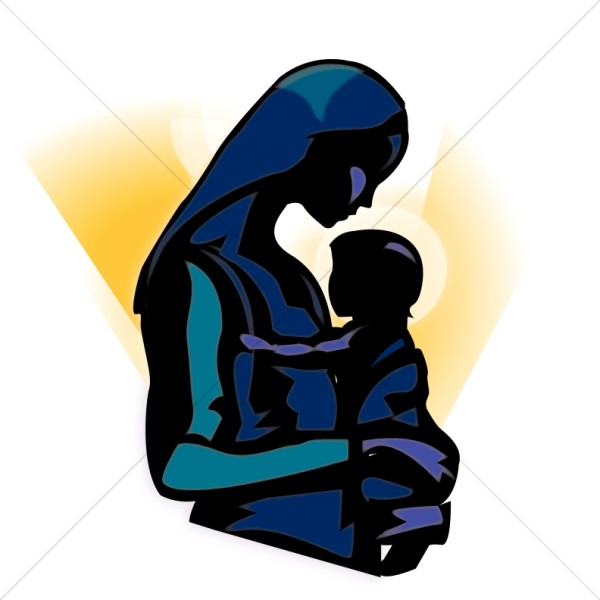 The Madonna Holding Baby Jesus Clipart.