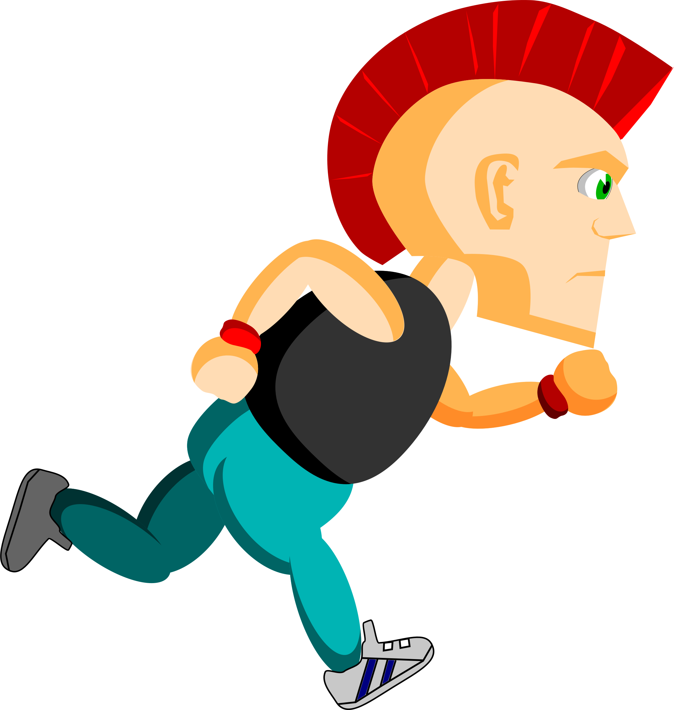 Punk with Mohawk running vector clipart image.