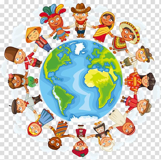 Illustration of earth surrounded by people, Culture Cultural.