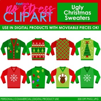 Ugly Christmas Sweaters Clip Art (Digital Use Ok!).