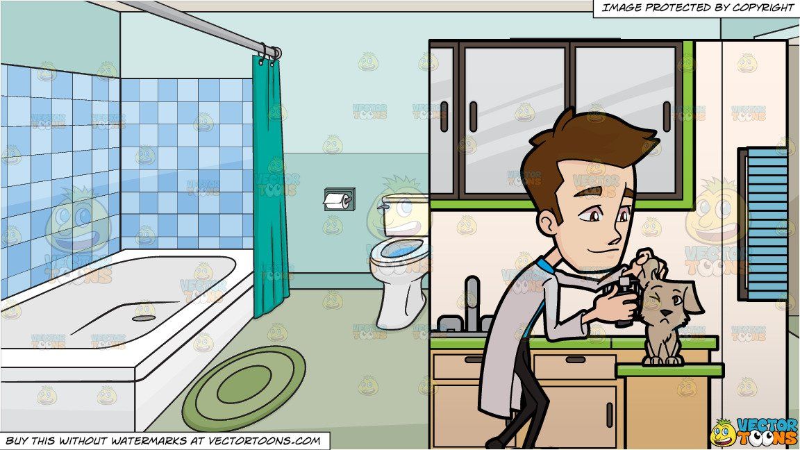 clipart #cartoon A Veterinarian Spraying Medicine On The Ear.