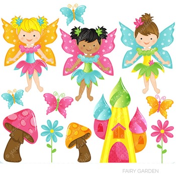 Fairy Garden Cute Digital Clipart, Fairy Graphics.