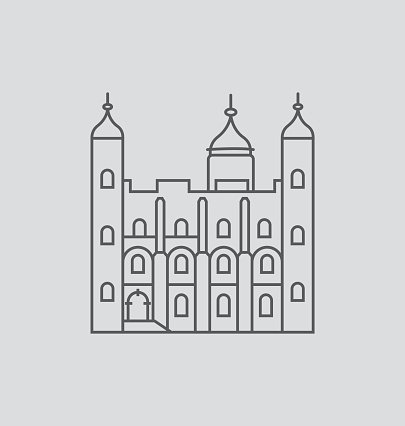 Tower Of London line Illustration Clipart Image.