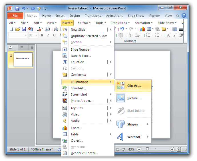 Where is Clip Art in Microsoft PowerPoint 2007, 2010, 2013.