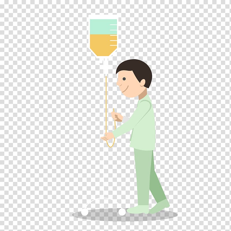 Cartoon Patient Physician Injection, Hanging bottle.