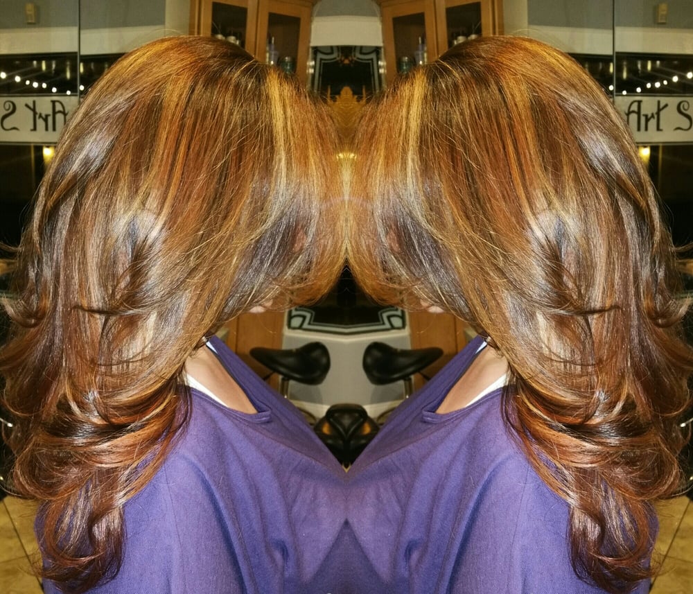 Copper/Mahogany/Auburn/Gold Balayage By Vickie Padilla.