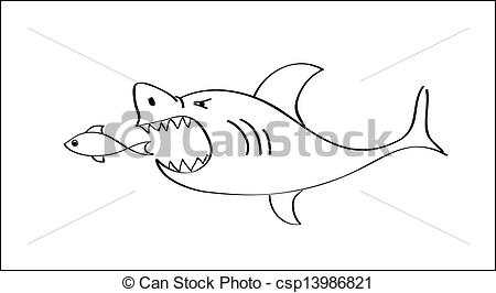 Vector Illustration of shark attack cartoon vector illustration.