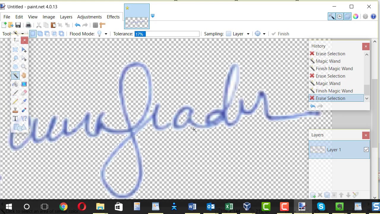 Create signature image with transparent background.