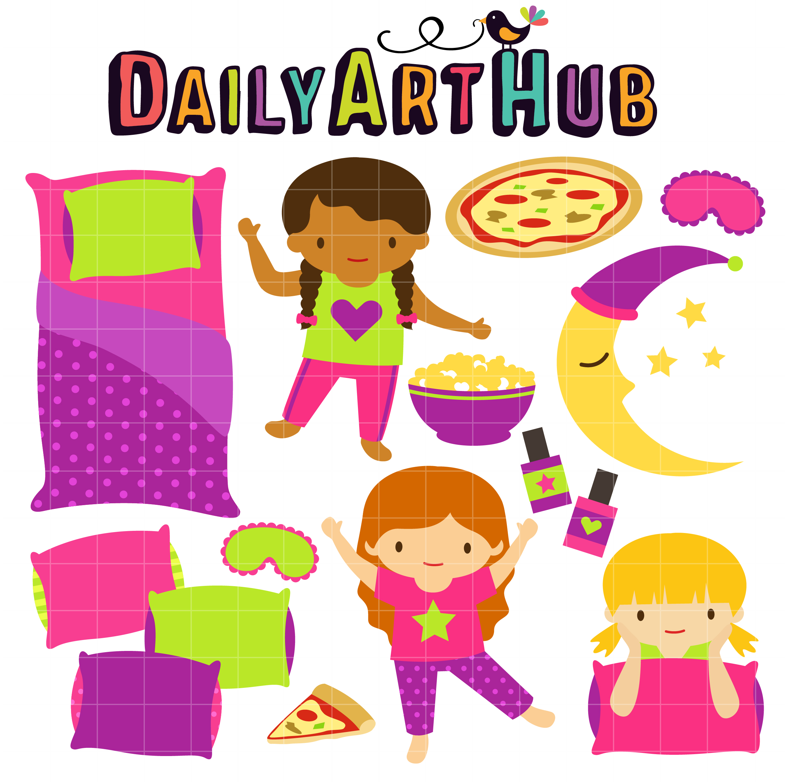 Fun slumber party clip art set daily hub free.