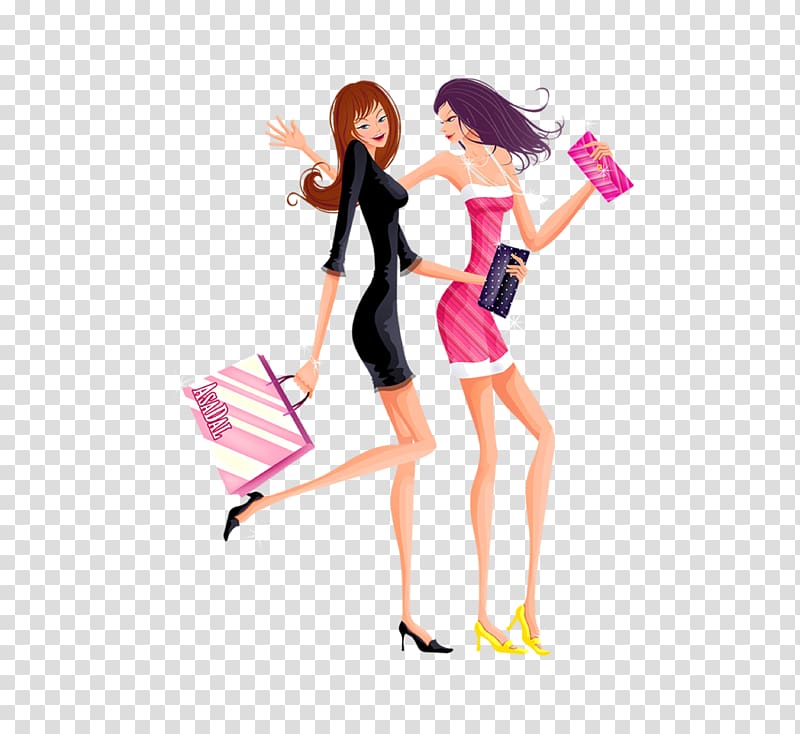 Cartoon Designer, Cartoon slim fashion shopping women.