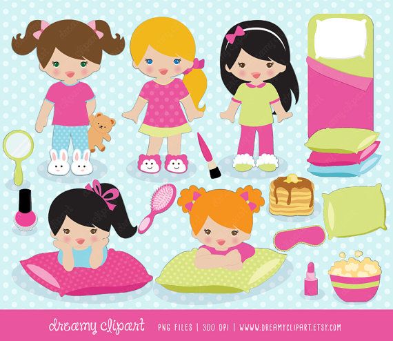 Sleepover clipart / slumber party clipart / sleepover clip.