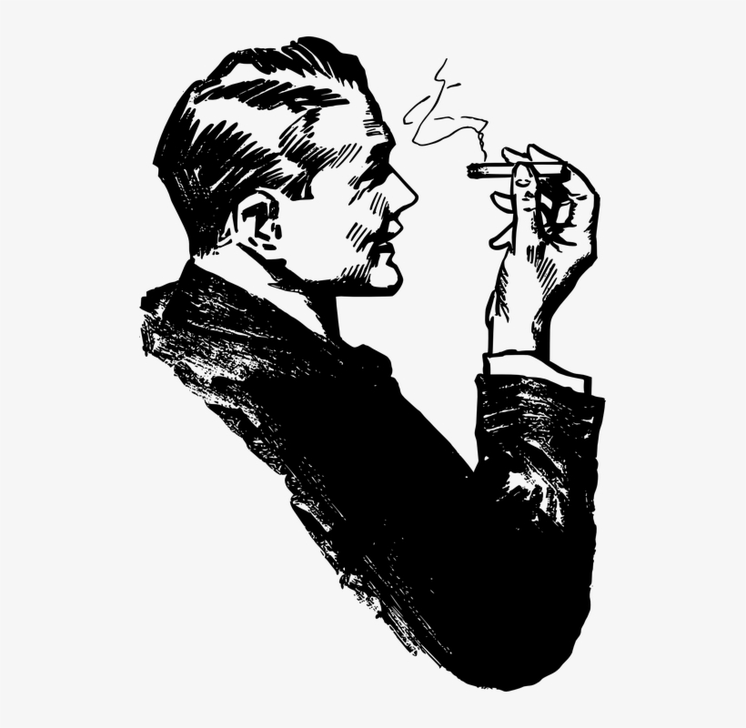 Drawn Cigarette Male Smoking.