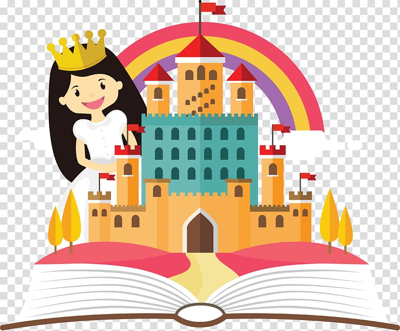 Princess in the storybook transparent background PNG clipart.