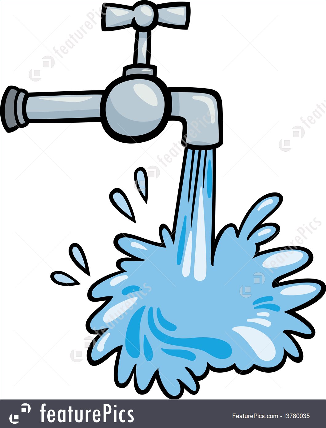 Fixtures And Appliances: Water Tap Clip Art Cartoon.