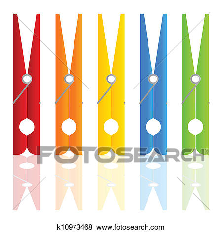 Clothespin in color vector illustration Clip Art.