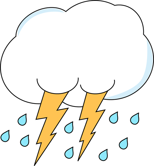 Lightning and Rain Cloud Clip Art.