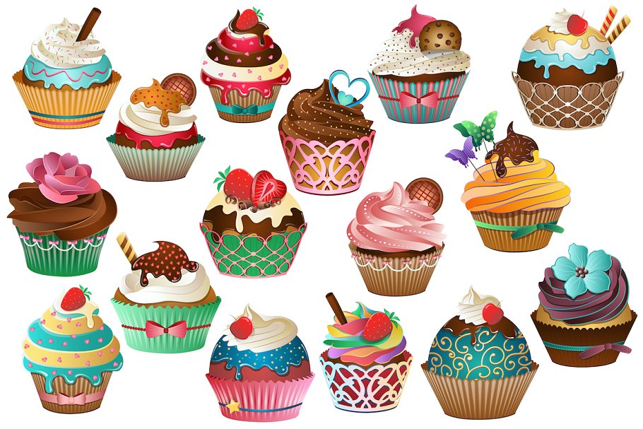 Cupcake Clipart Vector, PNG & JPG.