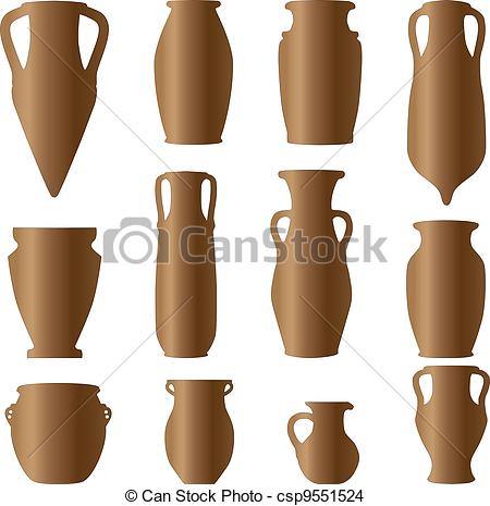 EPS Vector of antiquity ceramics terracotta clay vase csp9551524.