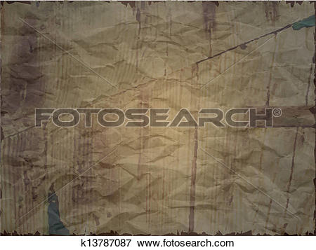 Clip Art of Creased paper with wood effect in dark shade k13787087.