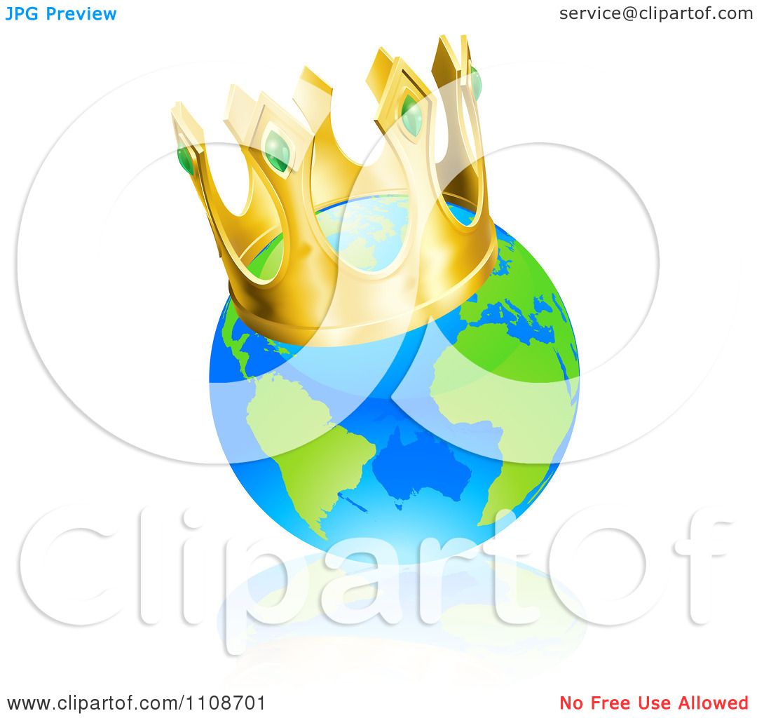 Clipart Champion Globe Wearing A Kings Crown.