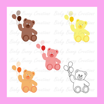 Cute Teddy Bear With Balloons Clip Art Clipart.