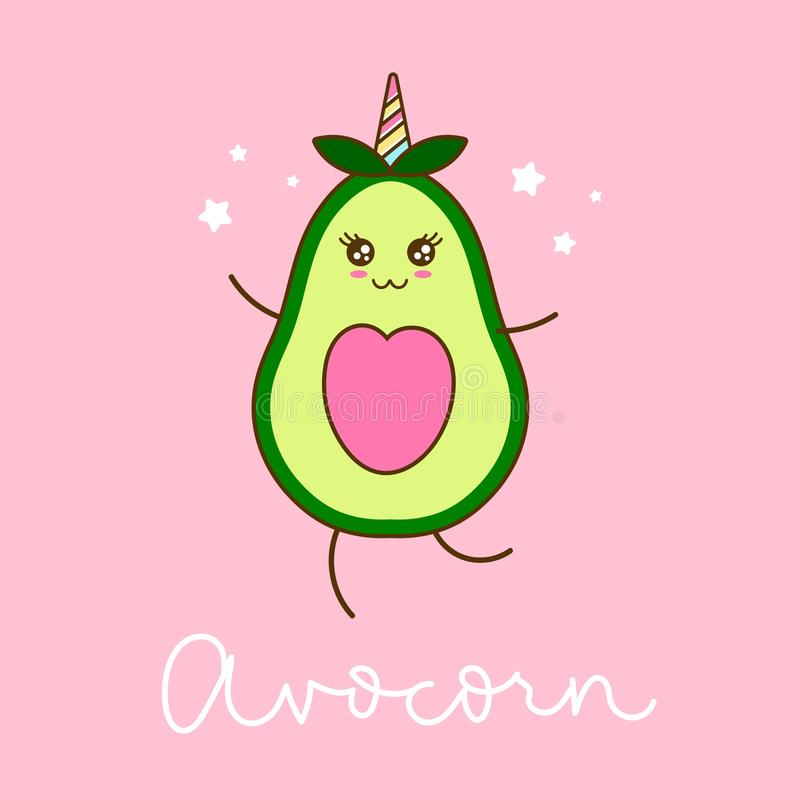 Cute Avocado Stock Illustrations.