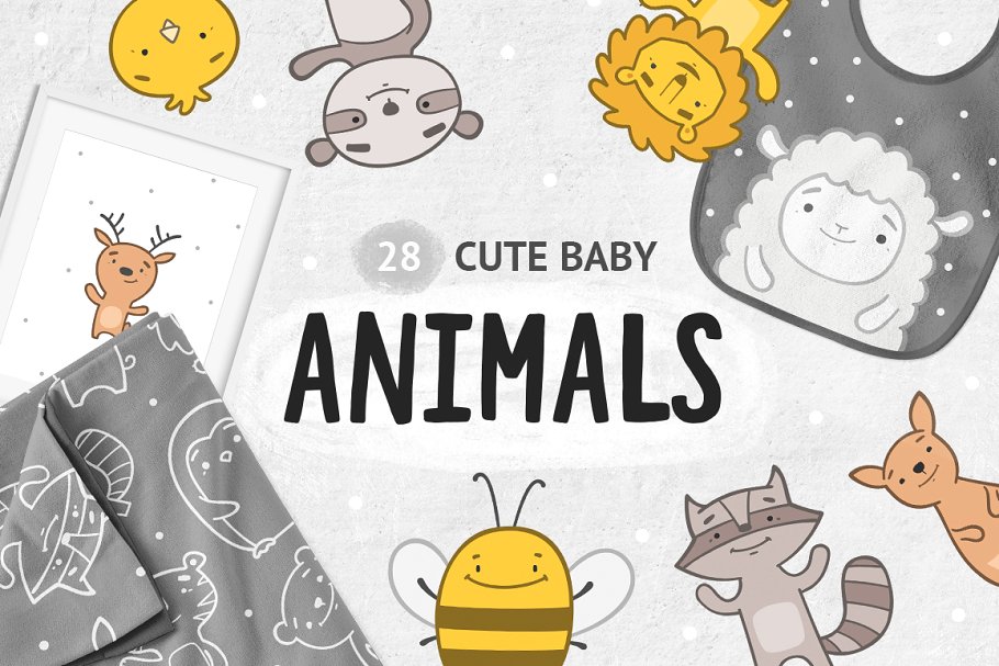 Cute baby animals clipart ~ Illustrations ~ Creative Market.