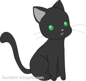 Clipart Illustration of a Cute Little Black Cat.