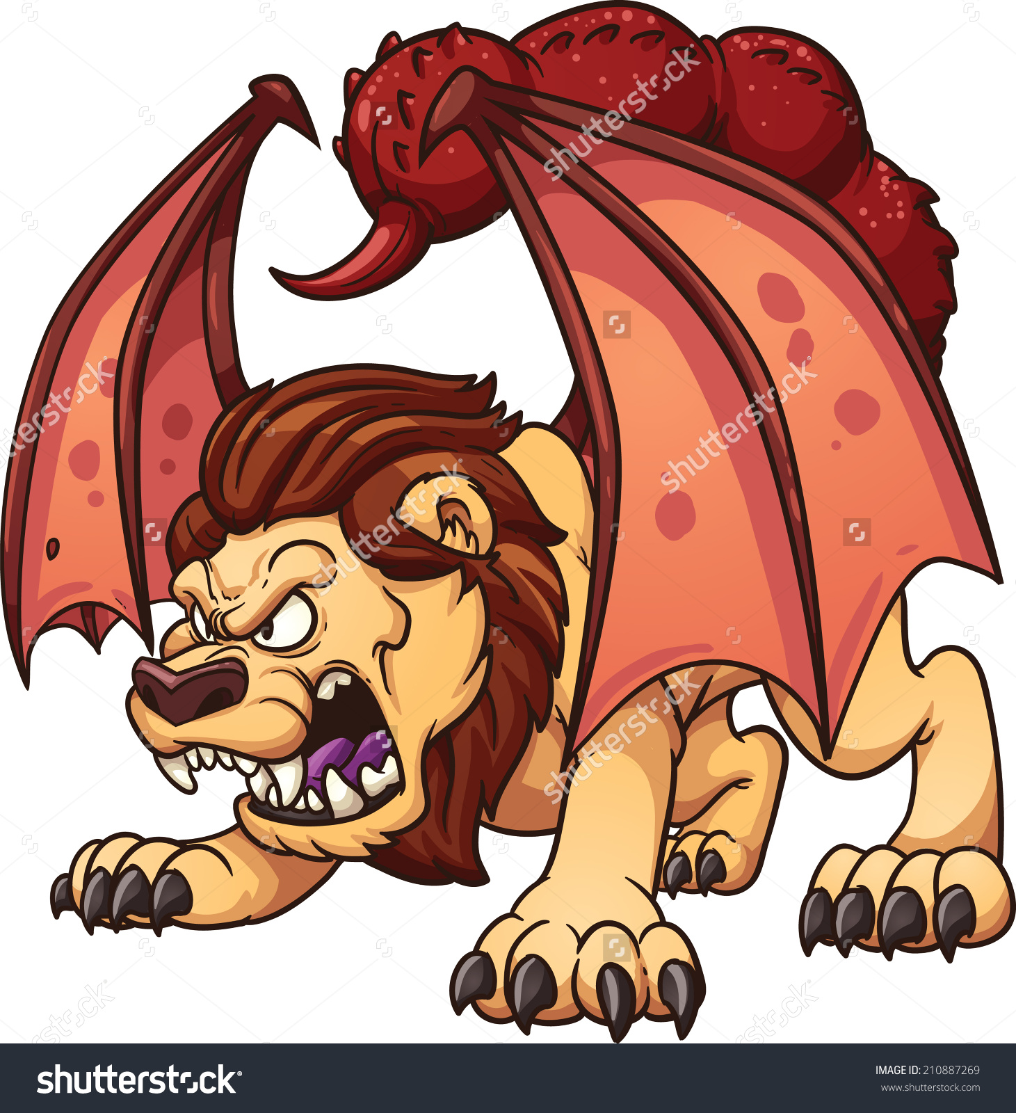 Cartoon Manticore Vector Clip Art Illustration Stock Vector.