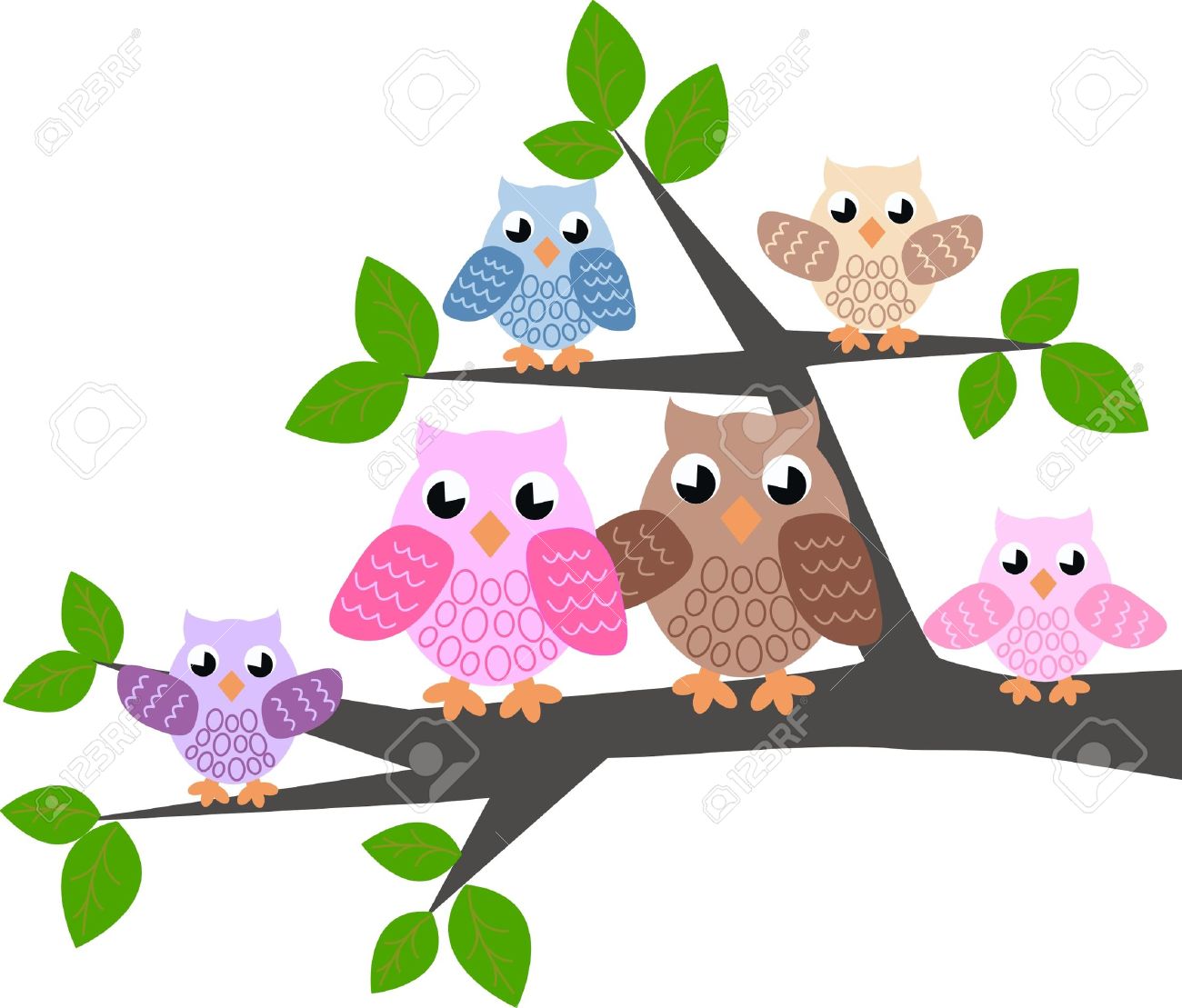 A Cute Owl Family Royalty Free Cliparts, Vectors, And Stock.