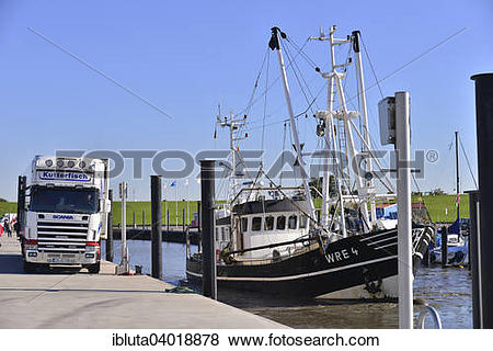 Pictures of "Cutter in the harbour, North Sea resort of Wremen.