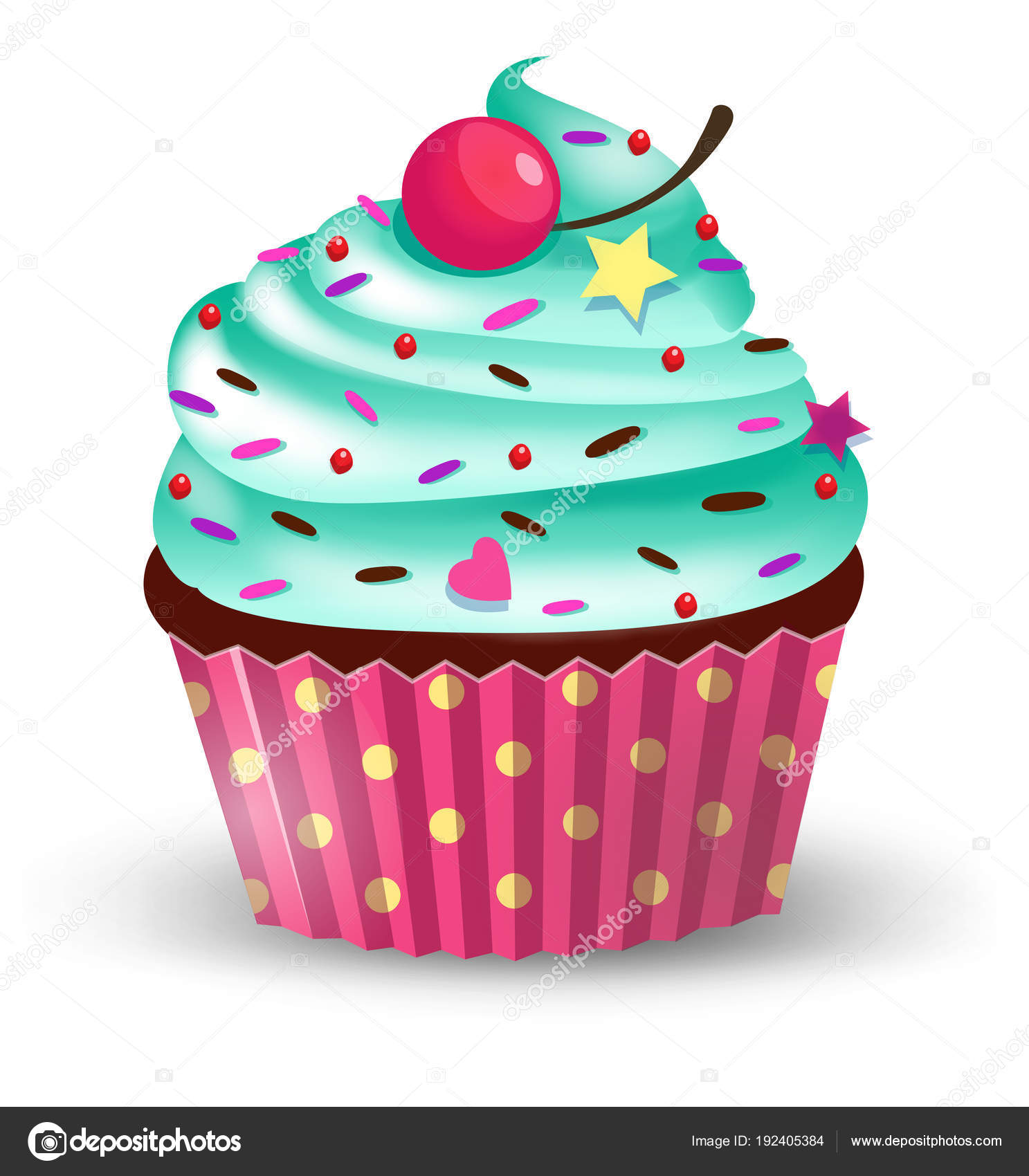 Clipart: cute cartoon cupcake.